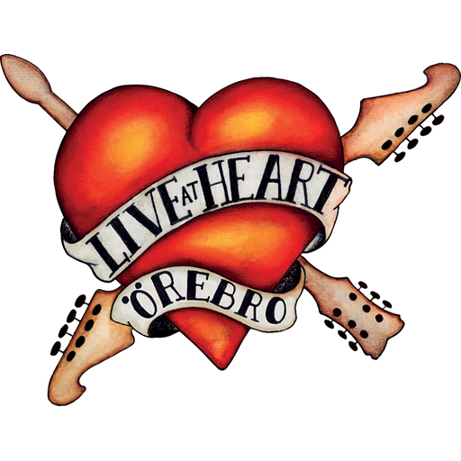 Live at Heart-logga i form av tecknat hjärta med gitarrer som genomkorsar